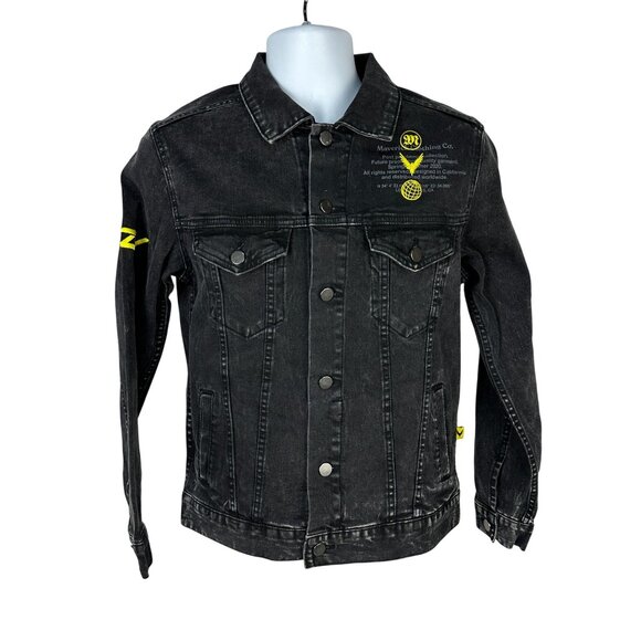 Maverick Clothing Co. Black Denim Jacket With Yellow Graphic Accents Small - Picture 1 of 7